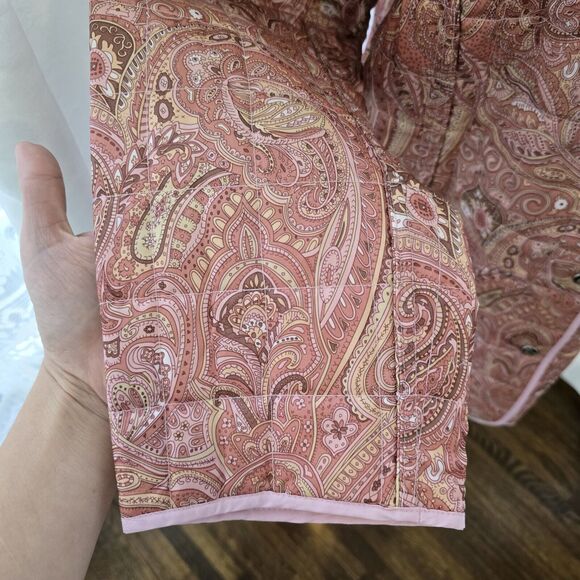 Liz Claiborne Reversible Quilted Coat Jacket Large Women Pink Paisley Lightweigt - Picture 5 of 11